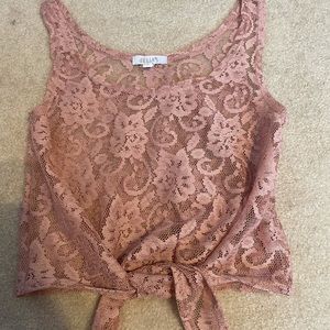 Pink lace crop top
